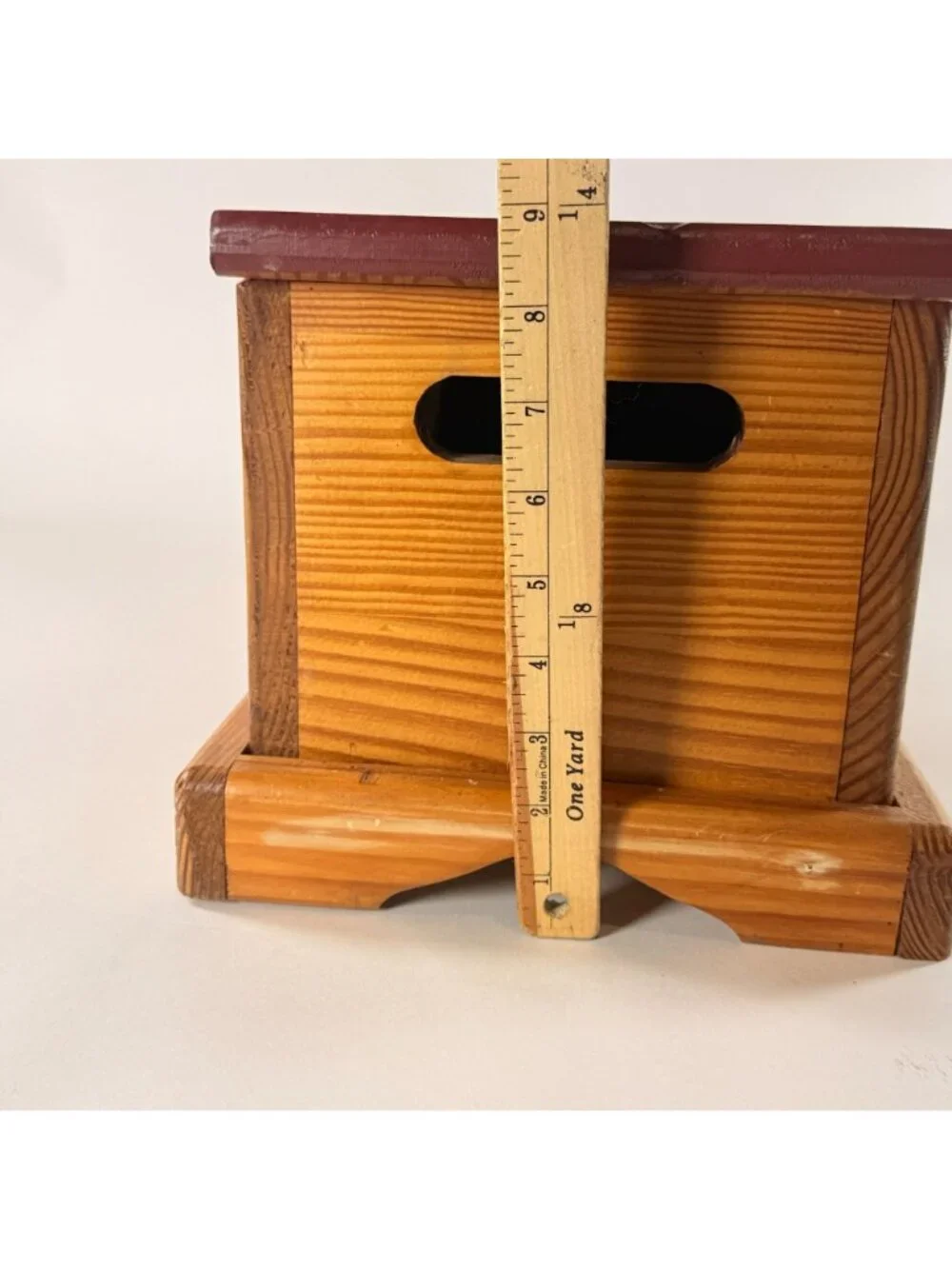 Handcrafted Wooden Bread Box W/ Hinged Lid & Hand Painted Fruit Design 19.5x9.5
